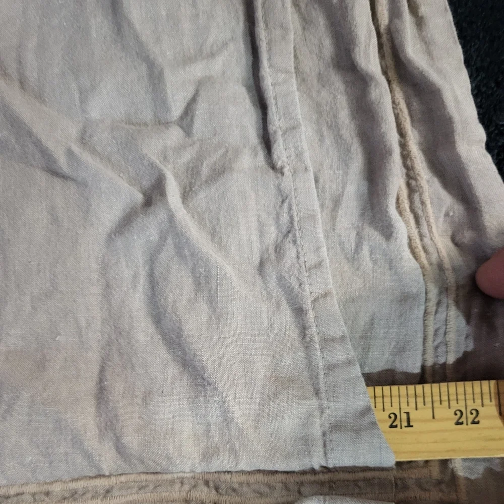 Restoration Hardware Linen Lumbar Pillow Sham Embroiderd Double Piping